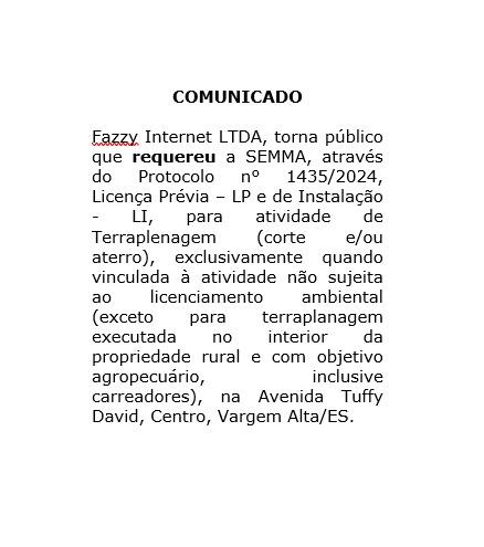 Requerimento de Licença Prévia e Instalação