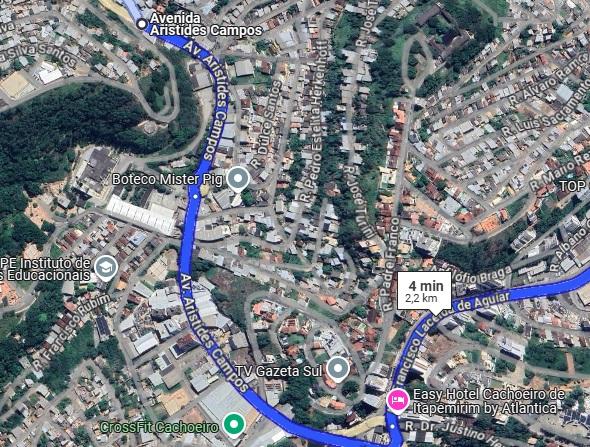 Mapa Av. Aristides campos, Cachoeiro. Fonte: Google Maps