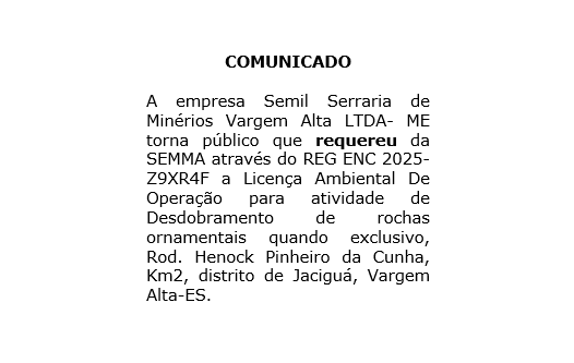 Comunicado de Requerimento Ambiental