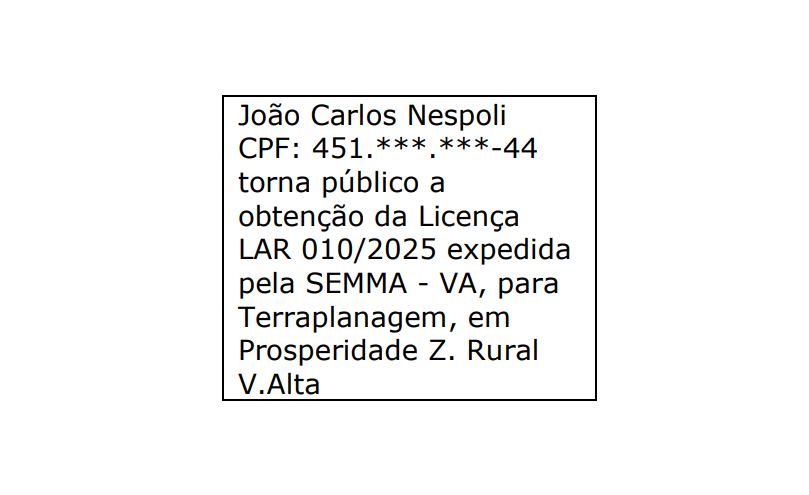 Comunicado de Licença Ambiental