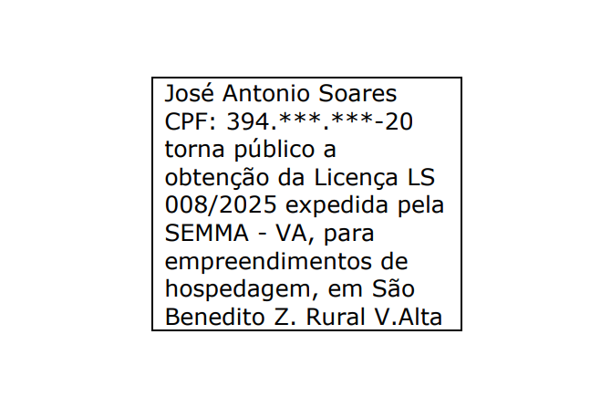 Comunicado de Licença Ambiental