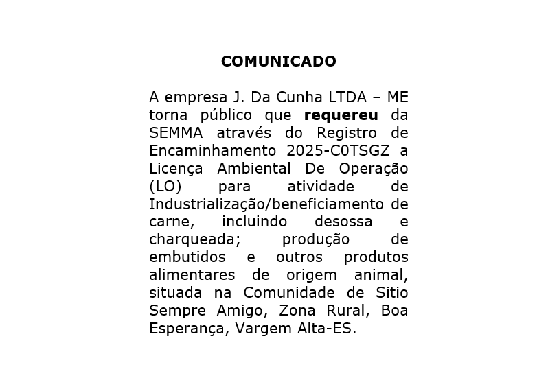 Requerimento de Licença Ambiental