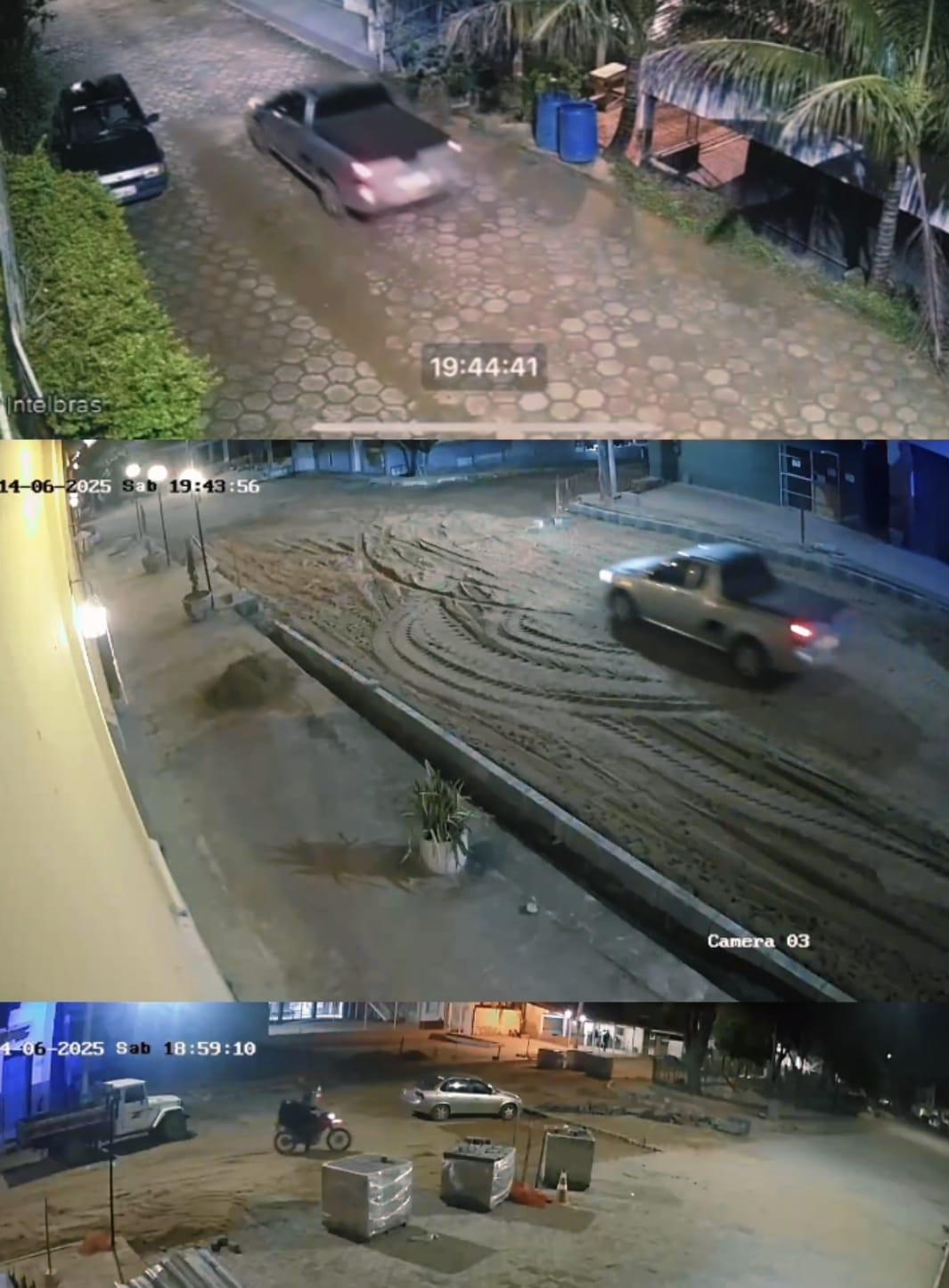 Videomonitoramento de Jaciguá flagra motoristas derrubando barreiras e invadindo obra pública