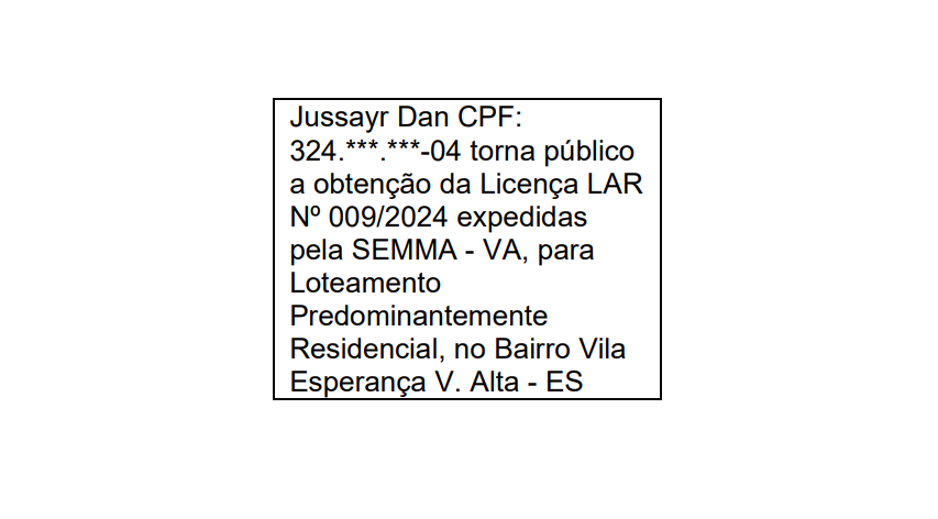 Comunicado de Licença Ambiental