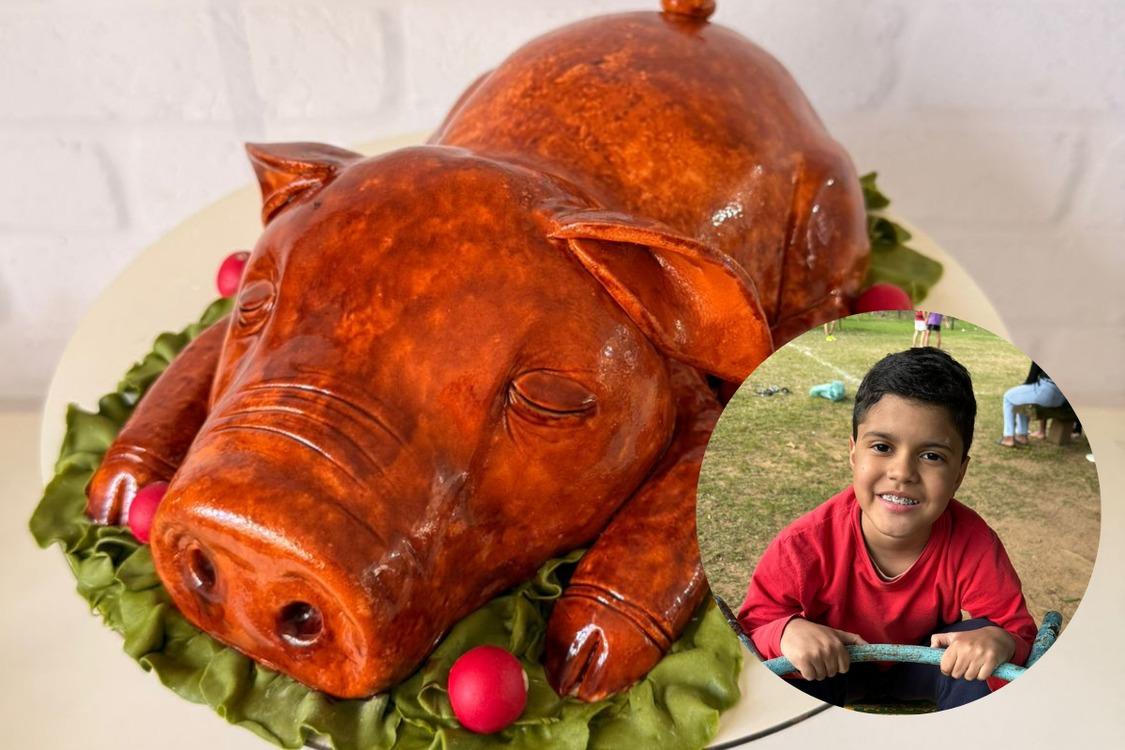 Bolo em forma de porco vira atração solidária em festival gastronômico no ES