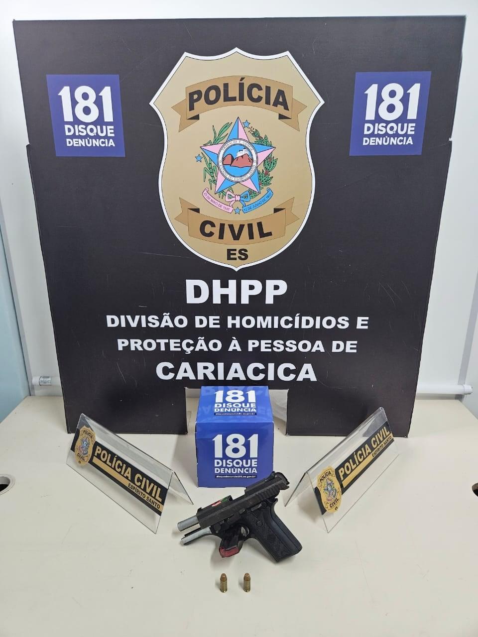 Polícia prende suspeito de homicídio e apreende arma em bairro de Cariacica