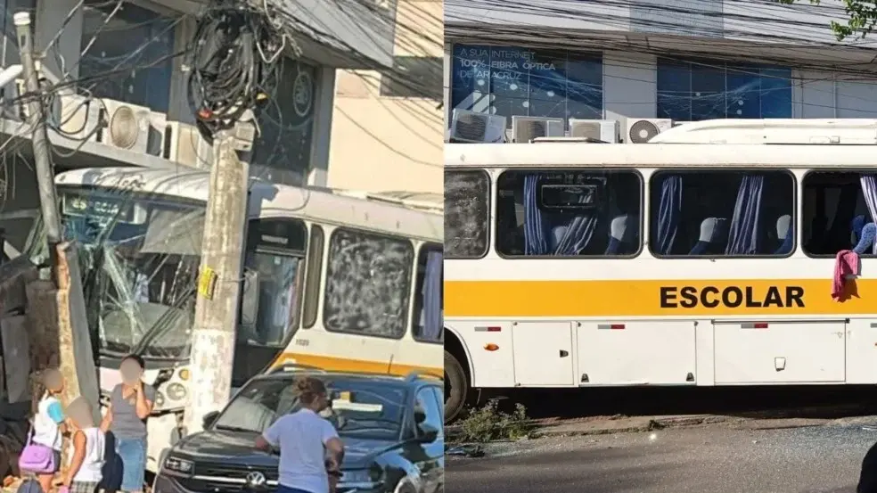 Motorista sofre infarto fulminante e ônibus escolar atinge muro em Aracruz