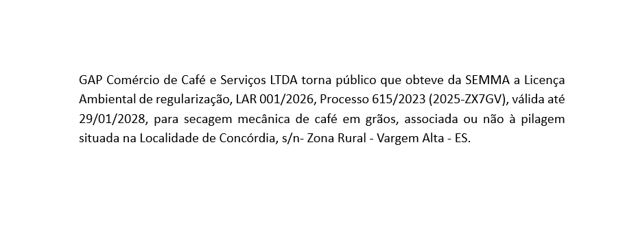 Comunicado de Licença Ambiental 