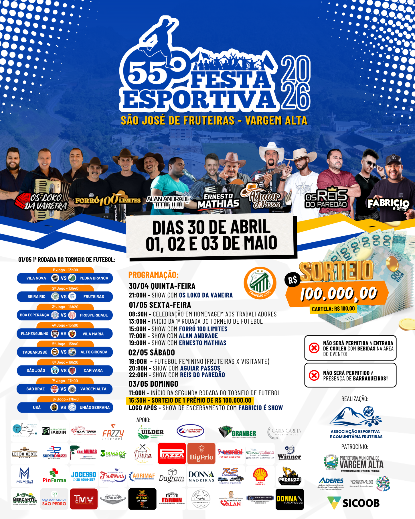 Evento: 55ª Festa Esportiva de São José de Fruteiras 2026