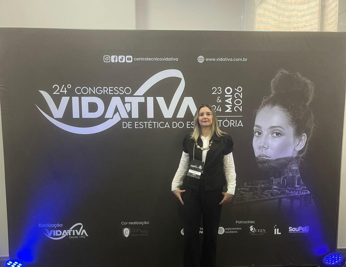 Cosmetóloga de Vargem Alta participa de congresso em Vitória e anuncia novas técnicas estéticas na cidade