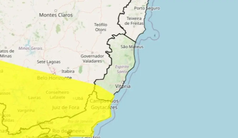 Alerta de tempestade atinge 17 cidades do Espírito Santo nesta quarta-feira; calor chega a 33 °C